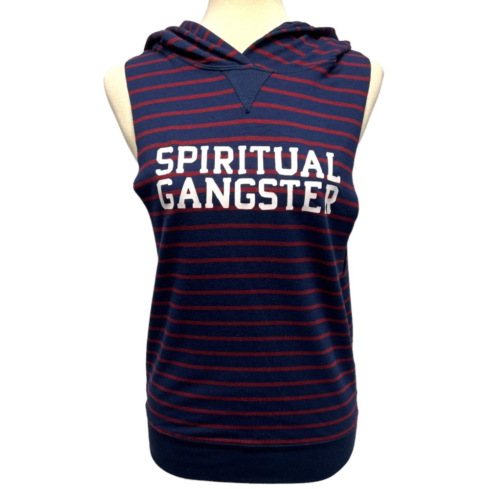 Rare Spiritual Gangster Graphic Stripes Sleveless Hoodie Womens Small